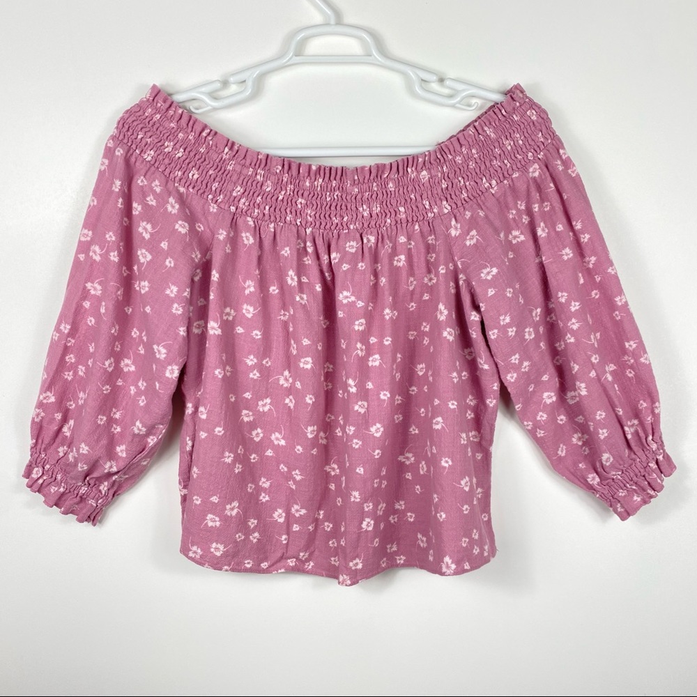 INC Women Top Off shoulder Pink Floral XL Shirt